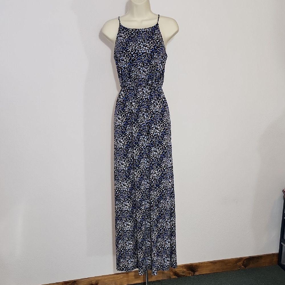 Kaileigh Dress Floral Sleeveless Strappy Back   Blue Size M - Picture 9 of 11
